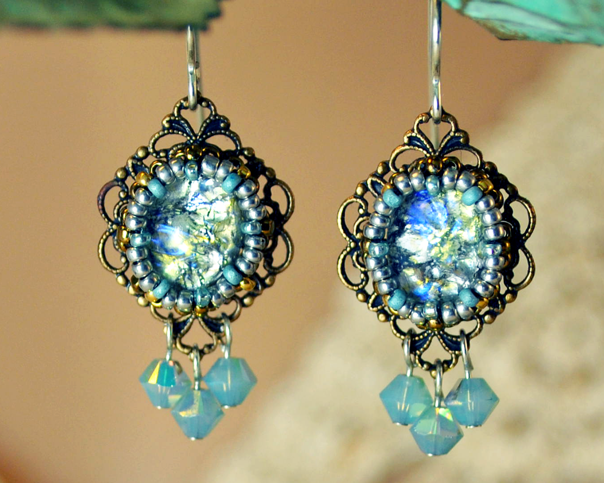 Vintage Glass Opal Earrings